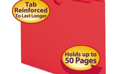 Colored File Jackets With Reinforced Double-Ply Tab, Straight Tab, Letter Size, Red, 100/box