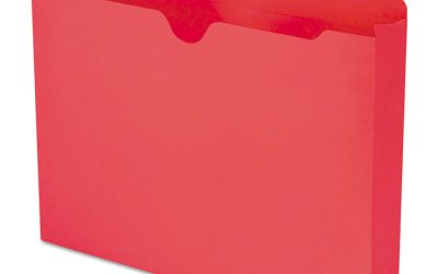 Colored File Jackets With Reinforced Double-Ply Tab, Straight Tab, Letter Size, Red, 50/box