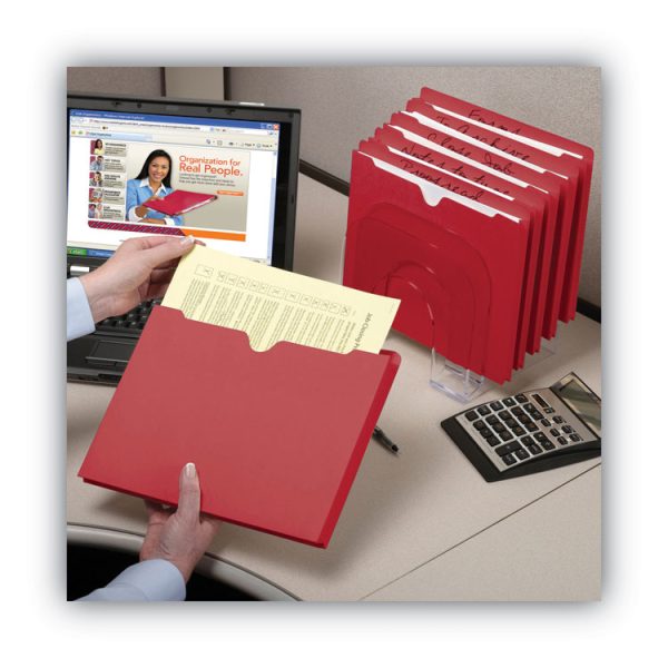 Colored File Jackets With Reinforced Double-Ply Tab, Straight Tab, Letter Size, Red, 50/box - Image 2