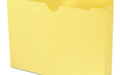 Colored File Jackets With Reinforced Double-Ply Tab, Straight Tab, Letter Size, Yellow, 50/box