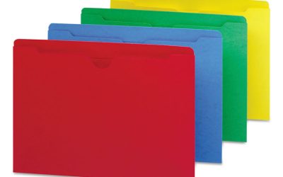Colored File Jackets With Reinforced Double-Ply Tab, Straight Tab, Letter Size, Assorted Colors, 100/box