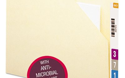 End Tab File Jacket With Antimicrobial Product Protection, Shelf-Master Reinforced Straight Tab, Letter Size, Manila, 100/box