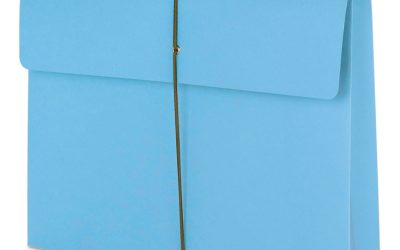 Expanding Wallet with Elastic Cord, 2″ Expansion, 1 Section, Elastic Cord Closure, Letter Size, Blue, 10/Box