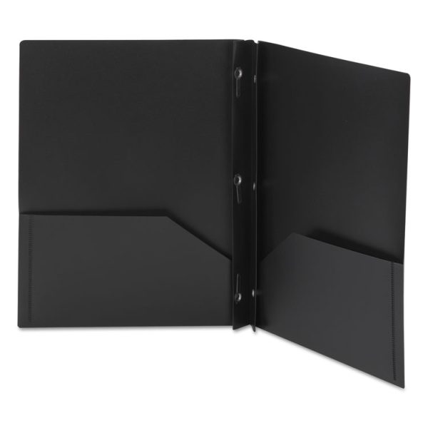 Poly Two-Pocket Folder With Fasteners, 180-Sheet Capacity, 11 X 8.5, Black, 25/box - Image 3