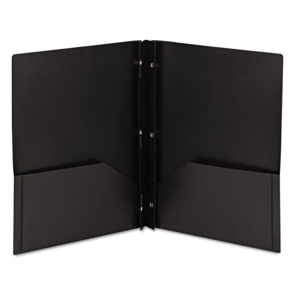 Poly Two-Pocket Folder With Fasteners, 180-Sheet Capacity, 11 X 8.5, Black, 25/box - Image 4