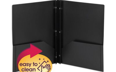 Poly Two-Pocket Folder With Fasteners, 180-Sheet Capacity, 11 X 8.5, Black, 25/box