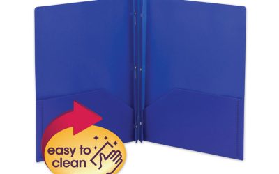 Poly Two-Pocket Folder With Fasteners, 180-Sheet Capacity, 11 X 8.5, Blue, 25/box
