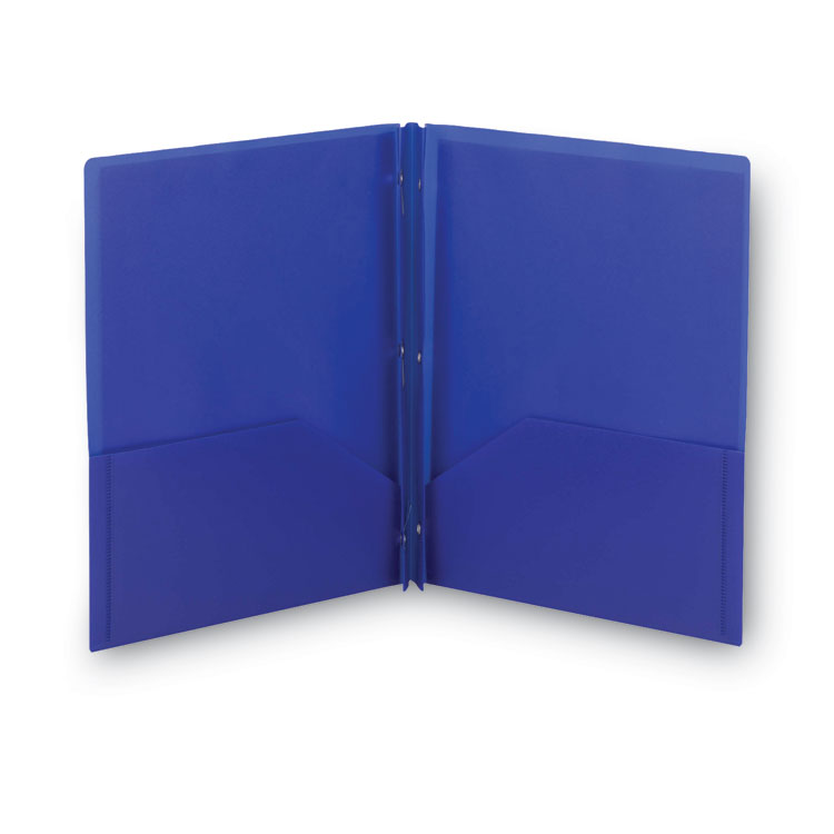 Poly Two-Pocket Folder With Fasteners, 180-Sheet Capacity, 11 X 8.5, Blue, 25/box - Image 6