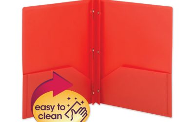 Poly Two-Pocket Folder With Fasteners, 180-Sheet Capacity, 11 X 8.5, Red, 25/box