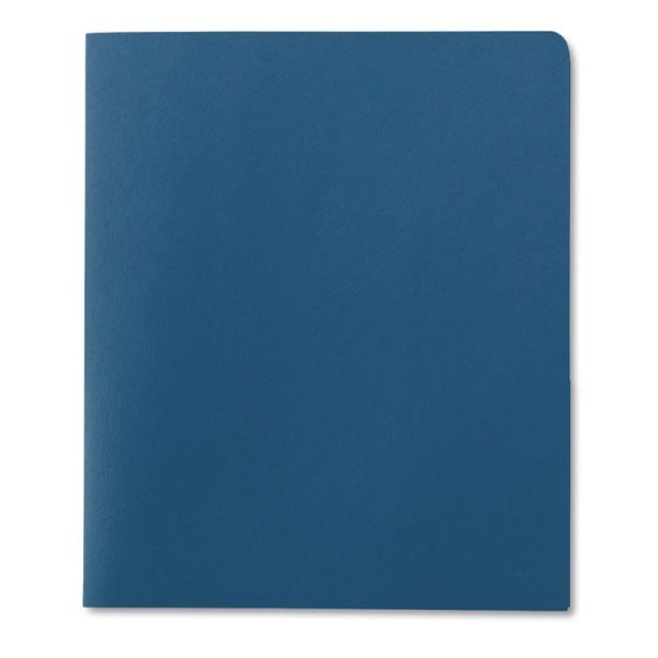 Two-Pocket Folder, Embossed Leather Grain Paper, 100-Sheet Capacity, 11 X 8.5, Blue, 25/box - Image 2