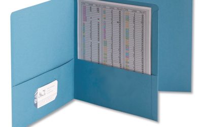 Two-Pocket Folder, Embossed Leather Grain Paper, 100-Sheet Capacity, 11 X 8.5, Blue, 25/box