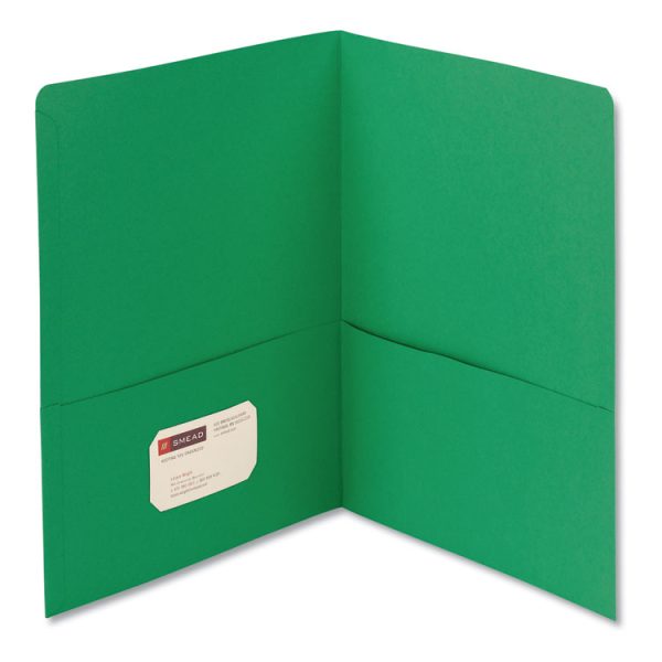 Two-Pocket Folder, Textured Paper, 100-Sheet Capacity, 11 X 8.5, Green, 25/box