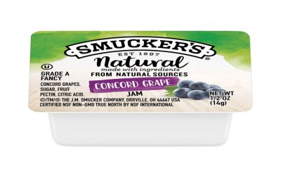 Smuckers 1/2 Ounce Natural Jam, 0.5 oz Container, Concord Grape, 200/Carton