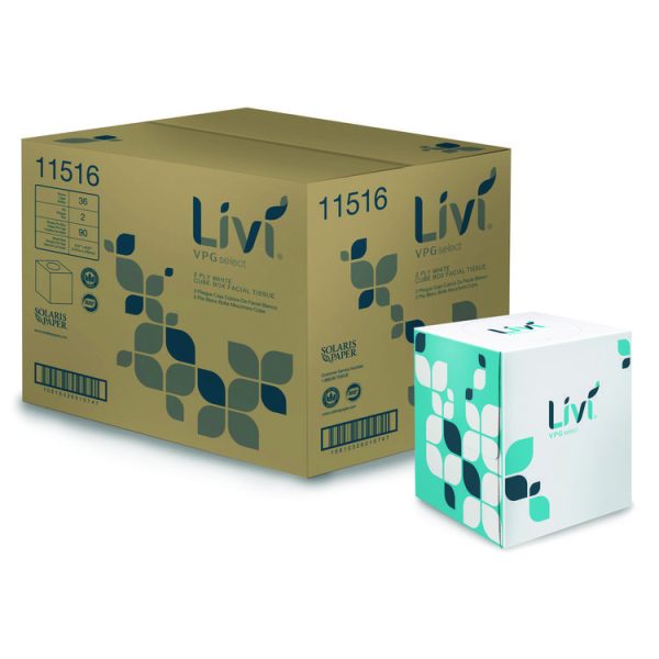 Cube Facial Tissue, 2-Ply, White, 90 Sheets/Box, 36 Boxes/Carton - Image 4