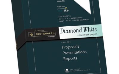 25% Cotton Diamond White Business Paper, 95 Bright, 24 lb Bond Weight, 8.5 x 11, 500/Ream