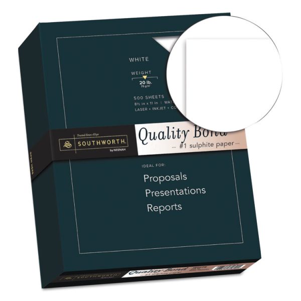 Quality Bond Business Paper, 95 Bright, 20 lb Bond Weight, 8.5 x 11, White, 500/Ream - Image 2