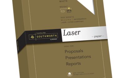 25% Cotton Laser Paper, 95 Bright, 24 lb Bond Weight, 8.5 x 11, White, 500/Ream