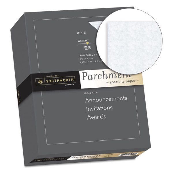 Parchment Specialty Paper, 24 lb Bond Weight, 8.5 x 11, Blue, 500/Ream - Image 2