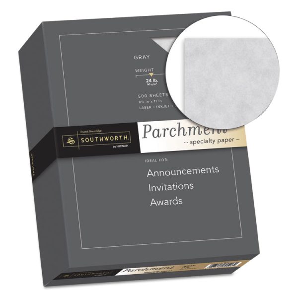 Parchment Specialty Paper, 24 lb Bond Weight, 8.5 x 11, Gray, 500/Ream - Image 2