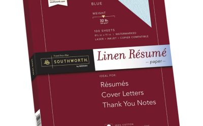 100% Cotton Premium Weight Linen Resume Paper, 32 lb Bond Weight, 8.5 x 11, Blue, 100/Pack