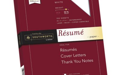 100% Cotton Resume Paper, 95 Bright, 32 lb Bond Weight, 8.5 x 11, White, 100/Pack