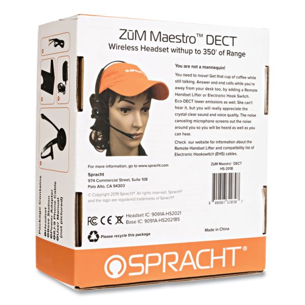 ZuM Maestro DECT Monaural Over The Head Headset, Black - Image 3