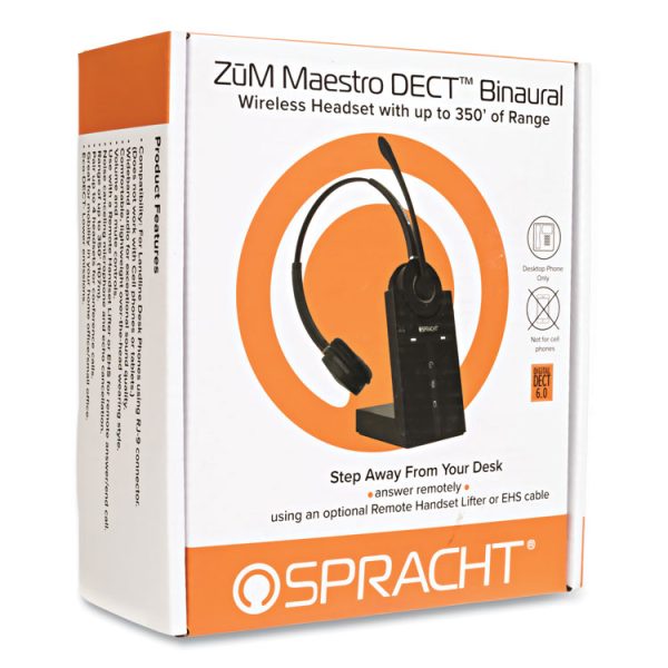 ZuM Maestro DECT Binaural Over The Head Headset, Black - Image 2