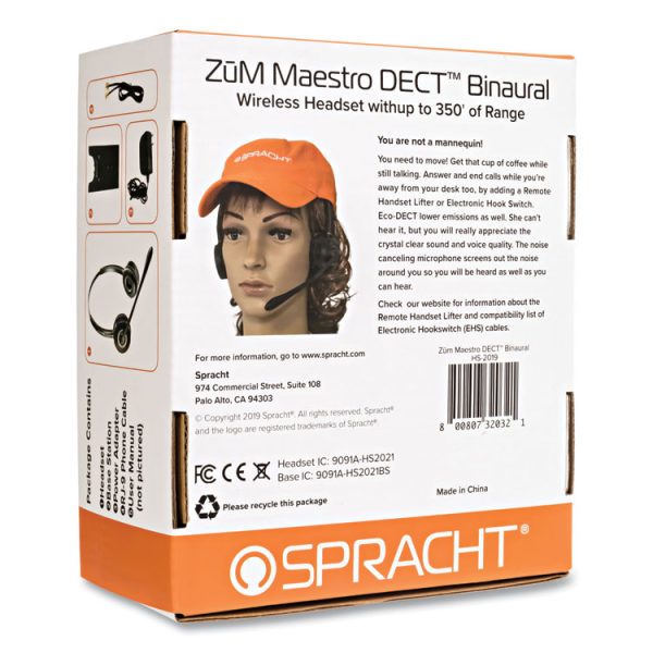 ZuM Maestro DECT Binaural Over The Head Headset, Black - Image 3