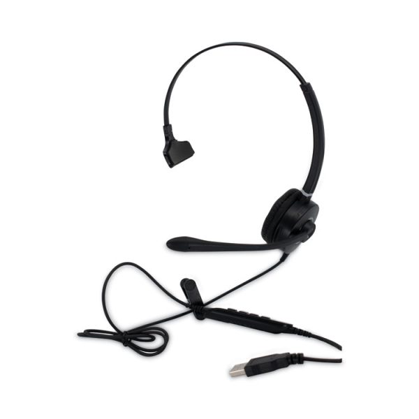 HS-WD-USB-1 Monaural Over The Head Headset, Black - Image 4