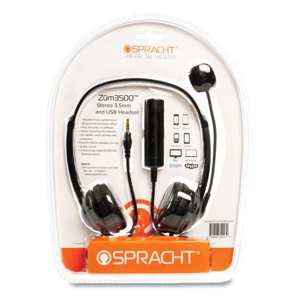 ZuM3500 Binaural Over The Head USB Headset, Black - Image 2