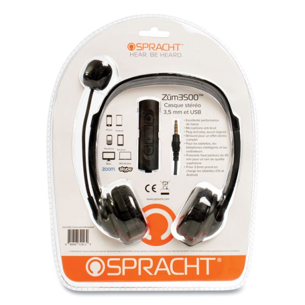 ZuM3500 Binaural Over The Head USB Headset, Black - Image 3