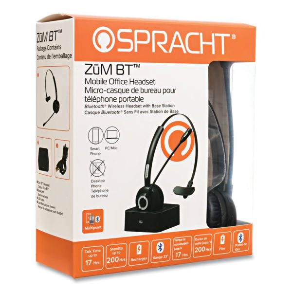 ZuM BT Mobile Office Monaural Over The Head Headset, Black - Image 2