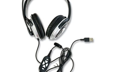 ZuM Binaural Over The Head Headset, Black/Silver