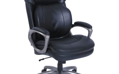 Cosset Big And Tall Executive Chair, Supports Up To 400 Lb, 19″ To 22″ Seat Height, Black Seat/back, Slate Base