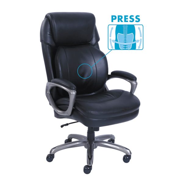Cosset Big And Tall Executive Chair, Supports Up To 400 Lb, 19" To 22" Seat Height, Black Seat/back, Slate Base - Image 2