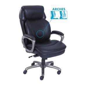 Cosset High-Back Executive Chair, Supports Up To 275 Lb, 18.75" To 21.75" Seat Height, Black Seat/back, Slate Base