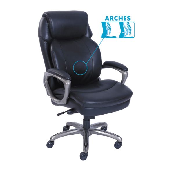Cosset High-Back Executive Chair, Supports Up To 275 Lb, 18.75" To 21.75" Seat Height, Black Seat/back, Slate Base