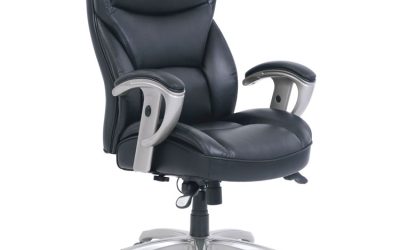Emerson Big And Tall Task Chair, Supports Up To 400 Lb, 19.5″ To 22.5″ Seat Height, Black Seat/back, Silver Base