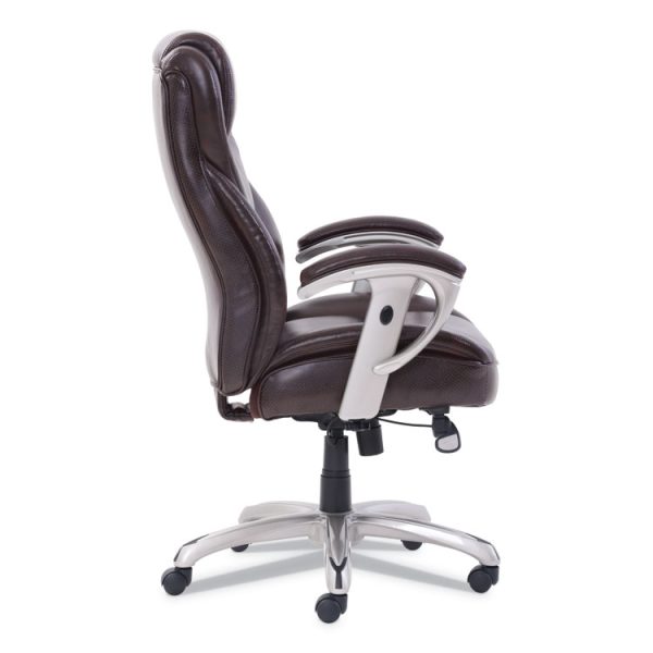Emerson Big And Tall Task Chair, Supports Up To 400 Lb, 19.5" To 22.5" Seat Height, Brown Seat/back, Silver Base - Image 3