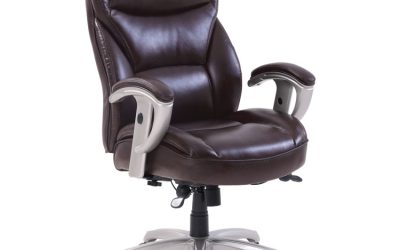 Emerson Big And Tall Task Chair, Supports Up To 400 Lb, 19.5″ To 22.5″ Seat Height, Brown Seat/back, Silver Base