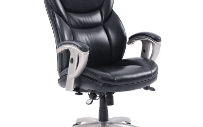 Emerson Executive Task Chair, Supports Up To 300 Lb, 19″ To 22″ Seat Height, Black Seat/back, Silver Base