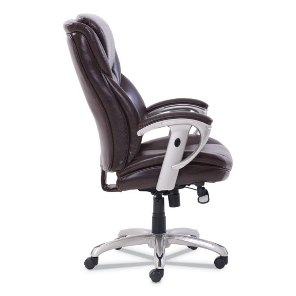 Emerson Executive Task Chair, Supports Up To 300 Lb, 19" To 22" Seat Height, Brown Seat/back, Silver Base - Image 3