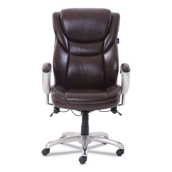Emerson Executive Task Chair, Supports Up To 300 Lb, 19" To 22" Seat Height, Brown Seat/back, Silver Base - Image 2