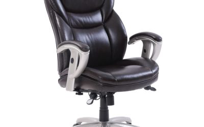 Emerson Executive Task Chair, Supports Up To 300 Lb, 19″ To 22″ Seat Height, Brown Seat/back, Silver Base