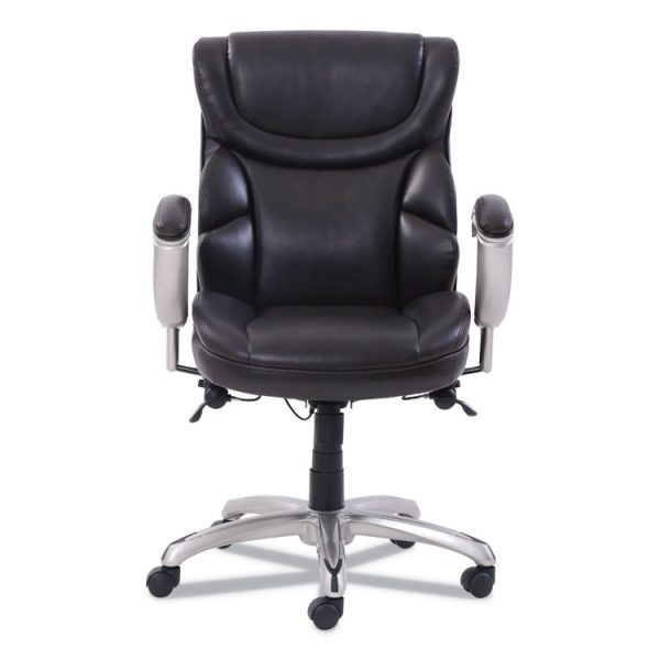 Emerson Task Chair, Supports Up To 300 Lb, 18.75" To 21.75" Seat Height, Brown Seat/back, Silver Base - Image 2