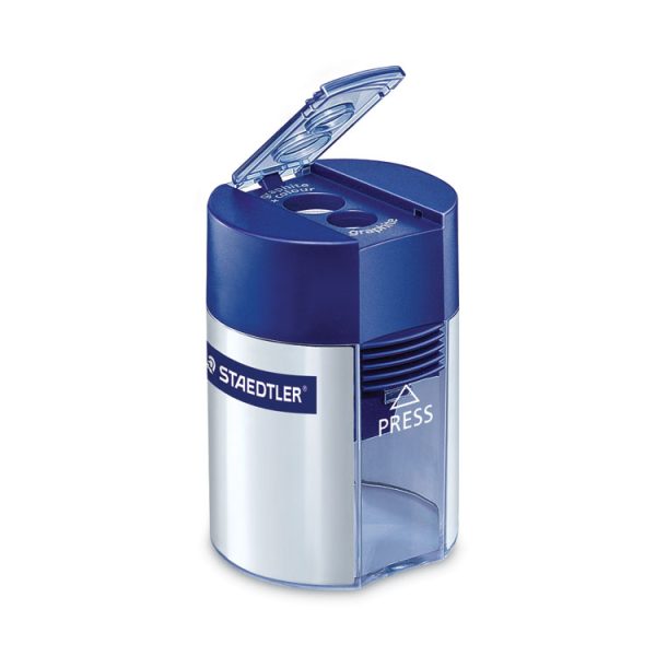 Handheld Manual Double-Hole Plastic Sharpener, 1.57 X 1.65 X 2.2, Blue/silver, 6/box - Image 2