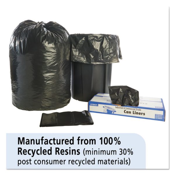 Total Recycled Content Plastic Trash Bags, 60 Gal, 1.5 Mil, 38" X 60", Brown/black, 100/carton - Image 2
