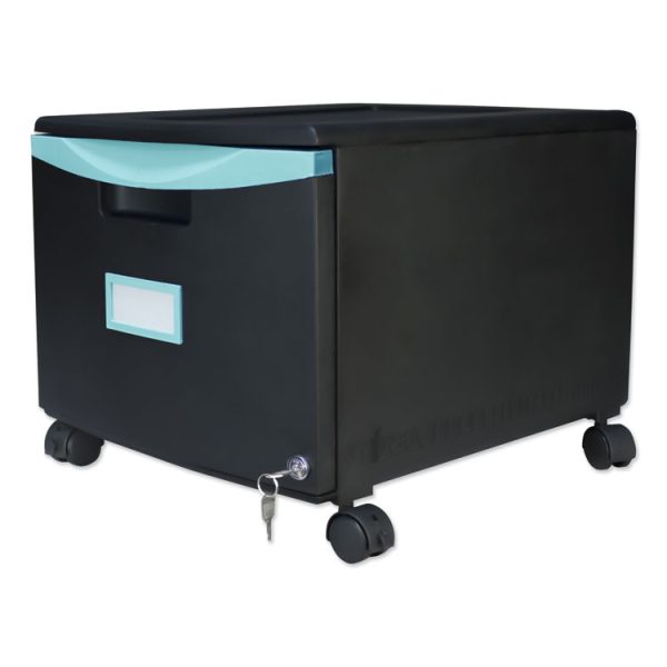 Single-Drawer Mobile Filing Cabinet, 1 Legal/letter-Size File Drawer, Black/teal, 14.75" X 18.25" X 12.75" - Image 2