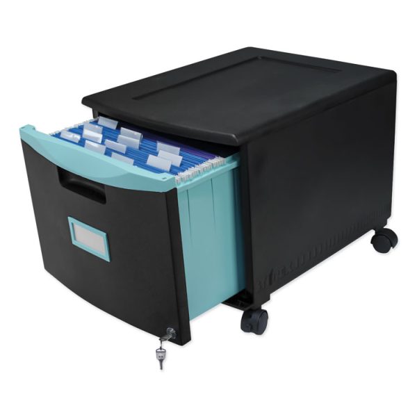 Single-Drawer Mobile Filing Cabinet, 1 Legal/letter-Size File Drawer, Black/teal, 14.75" X 18.25" X 12.75" - Image 5