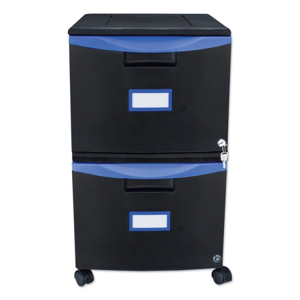 Two-Drawer Mobile Filing Cabinet, 2 Legal/letter-Size File Drawers, Black/blue, 14.75" X 18.25" X 26"